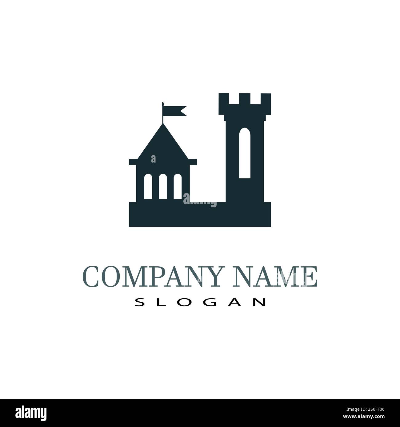 Design dell'icona del simbolo vettoriale del modello del logo del castello Illustrazione Vettoriale