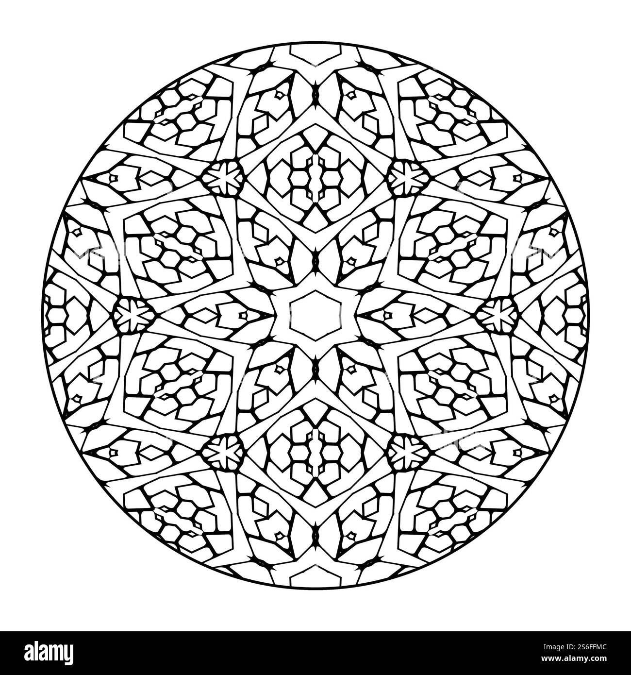 Una immagine di una bella Mandala in bianco e nero Foto Stock