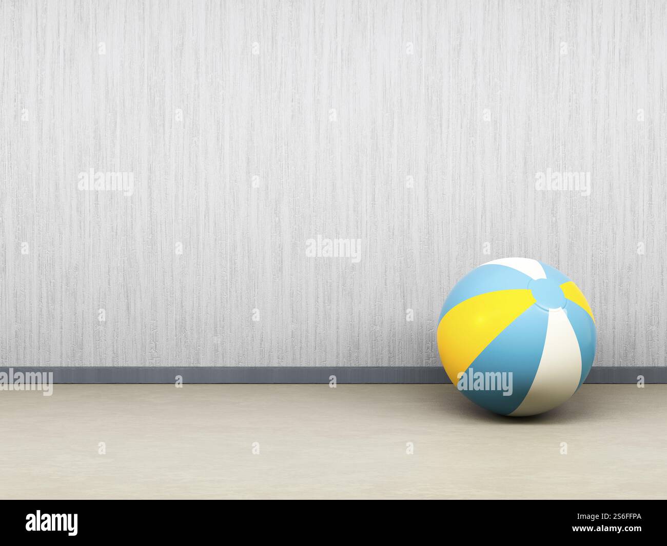 illustrazione 3d di una singola palla da spiaggia sul pavimento Foto Stock