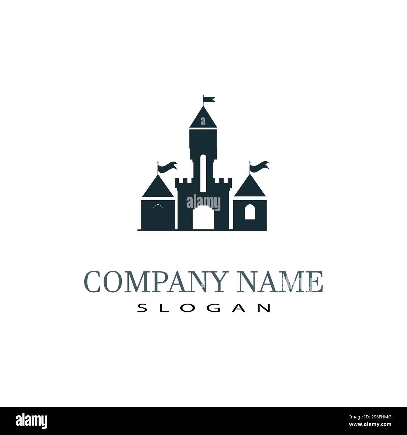 Design dell'icona del simbolo vettoriale del modello del logo del castello Illustrazione Vettoriale