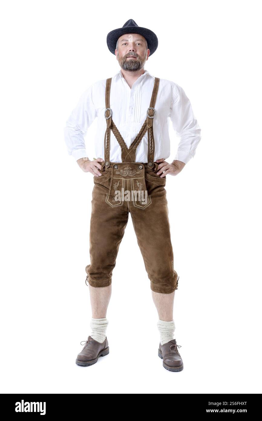 Una immagine di una tradizionale bavarese uomo isolato su sfondo bianco Foto Stock
