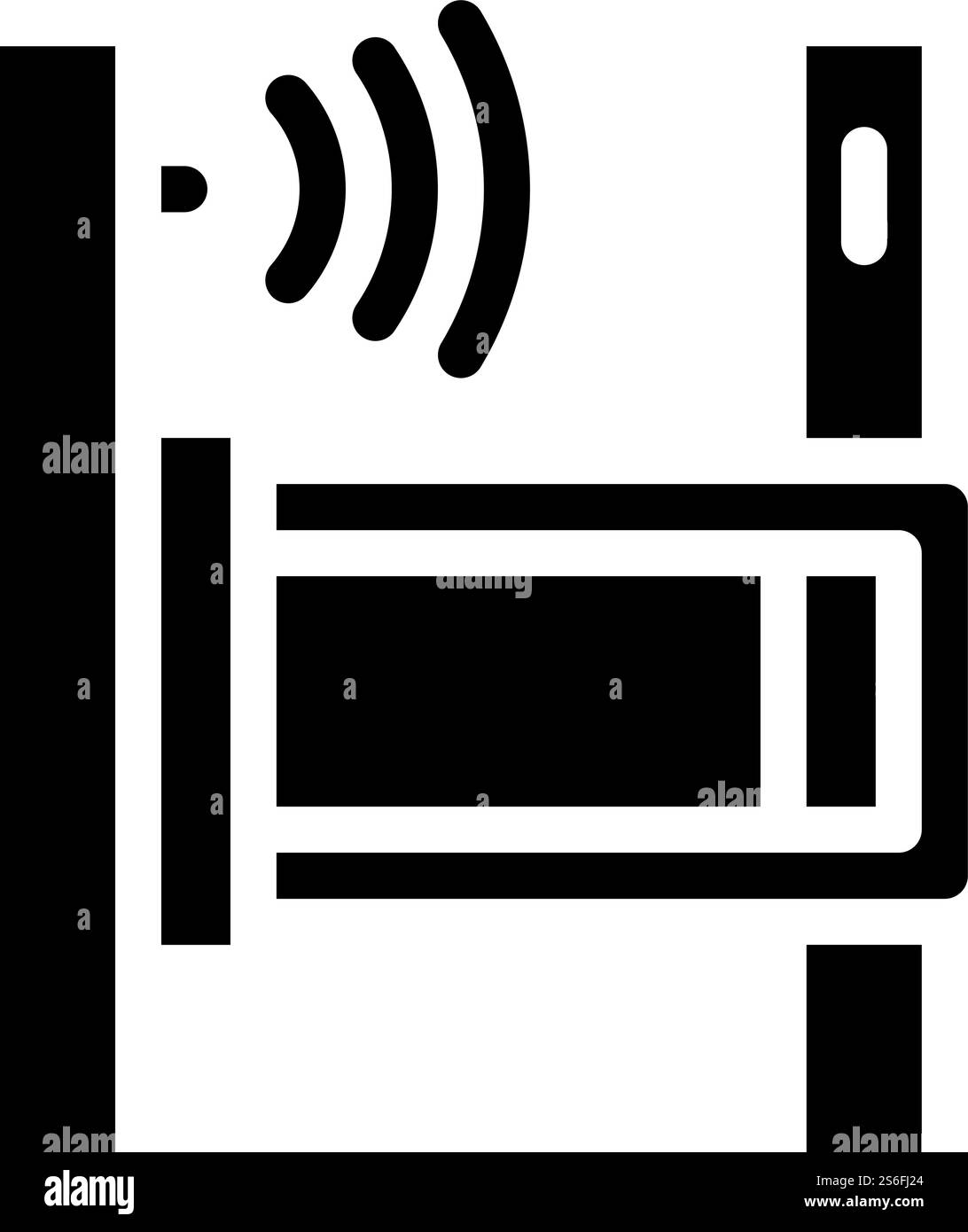 riquadro di selezione con vettore icona glifo sensore. cornice di delimitazione con segnale sensore. illustrazione nera del simbolo del contorno isolato. riquadro di delimitazione con icona del vettore glifo del sensore Illustrazione Vettoriale