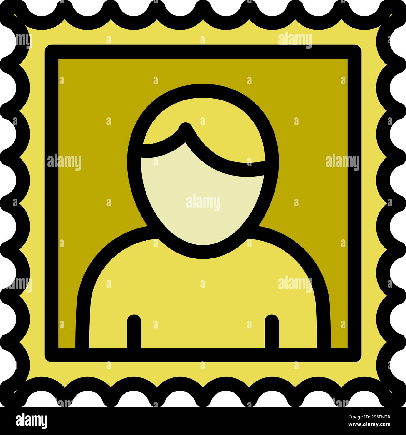 Icona del timbro postale uomo. Contorno dell'icona vettoriale man postmark per il web design isolato su sfondo bianco. Icona del timbro uomo, stile del contorno Illustrazione Vettoriale