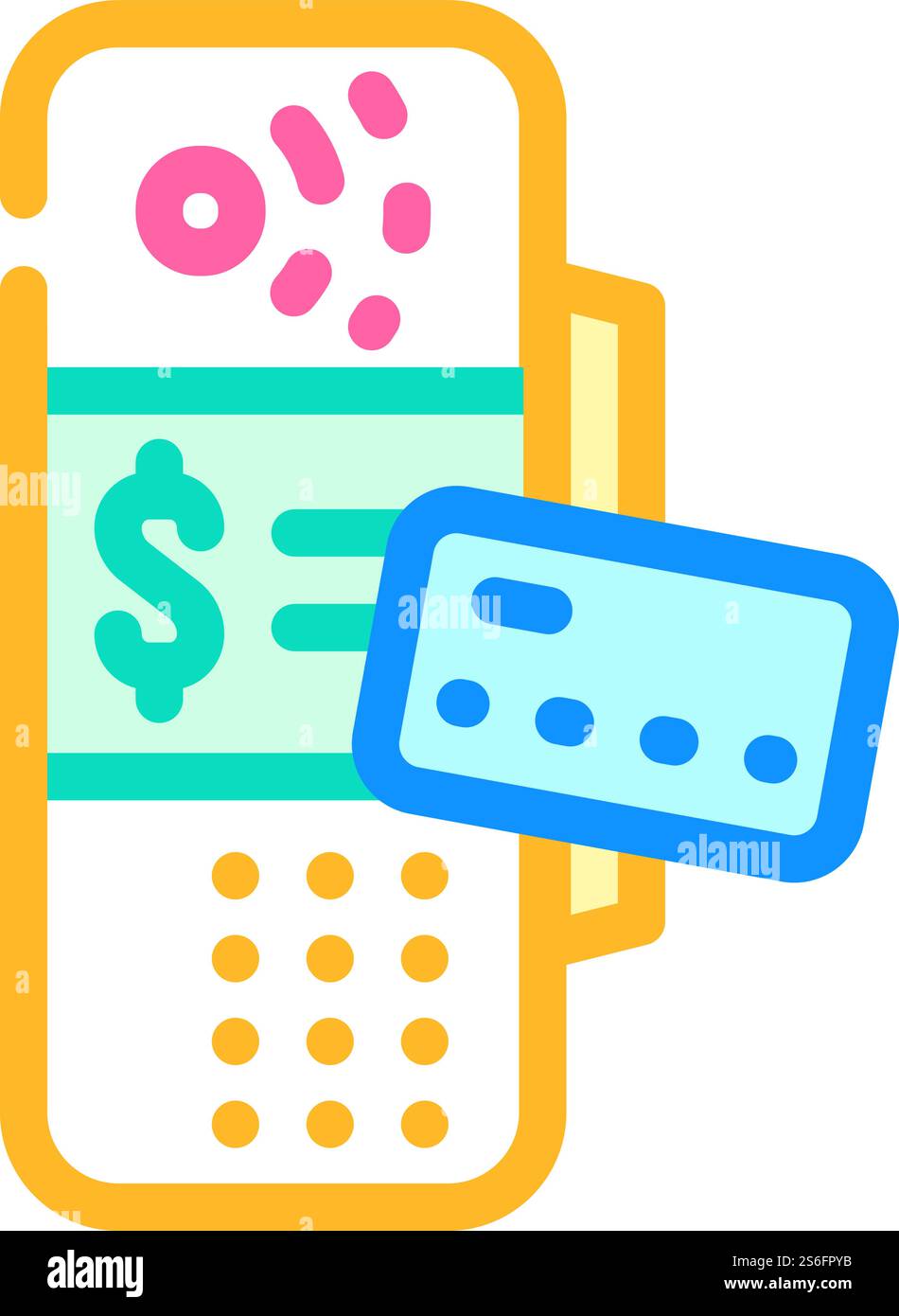 terminale elettronico per il vettore delle icone a colori di pagamento. terminale elettronico per l'insegna di pagamento. illustrazione del simbolo isolato. illustrazione vettoriale dell'icona del terminale elettronico per il pagamento Illustrazione Vettoriale