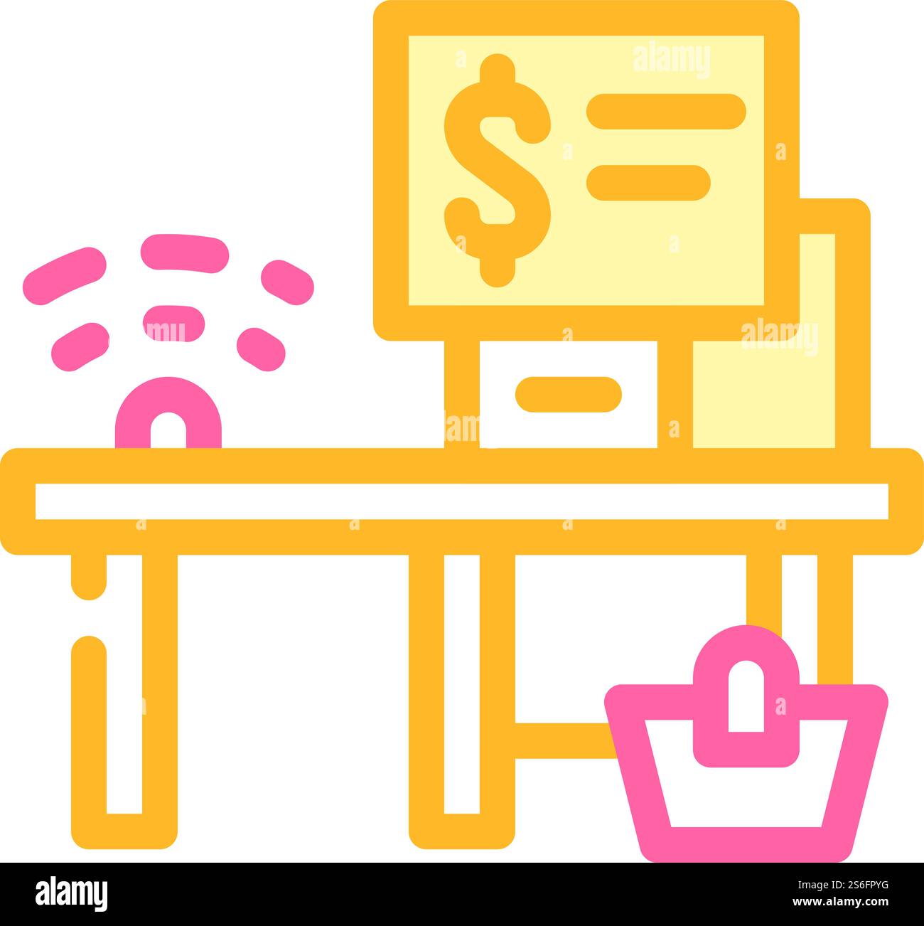 vettore icona colore cassa self-service. cartello per il check-out self-service. illustrazione del simbolo isolato. riga dell'illustrazione vettoriale dell'icona del colore del check-out self-service Illustrazione Vettoriale