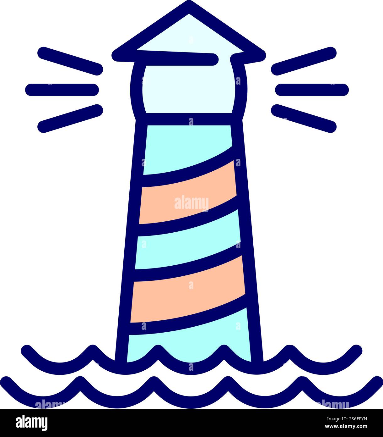 Icona del faro. Contorno icona vettoriale di Lighthouse per la progettazione Web isolata su sfondo bianco. Icona faro, stile contorno Illustrazione Vettoriale