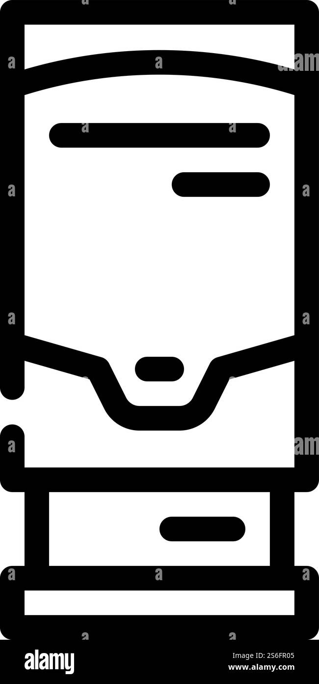 terminale per vettore icona riga di pagamento. terminale per l'insegna di pagamento. illustrazione nera del simbolo del contorno isolato. illustrazione vettoriale dell'icona del terminale per la riga di pagamento Illustrazione Vettoriale