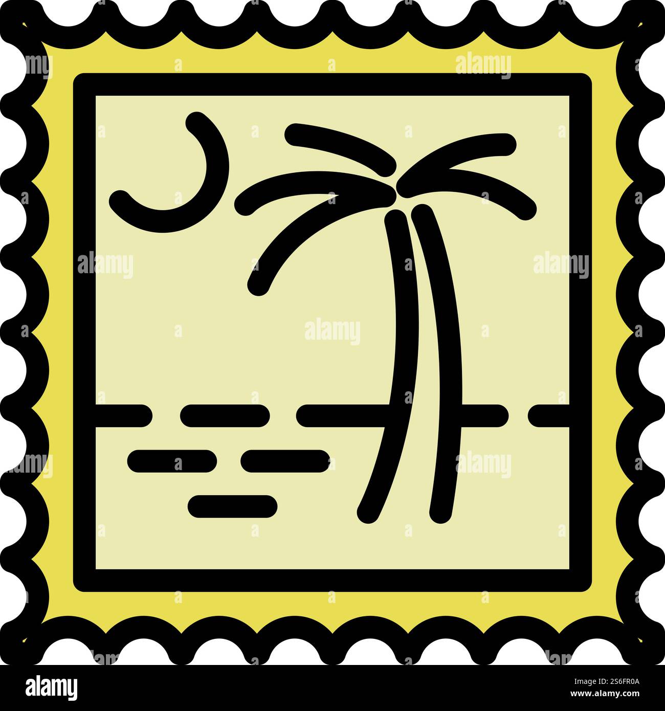 Icona del timbro postale dell'isola. Icona vettoriale di un'isola di contorno per il web design isolata su sfondo bianco. Icona del timbro dell'isola, stile del contorno Illustrazione Vettoriale