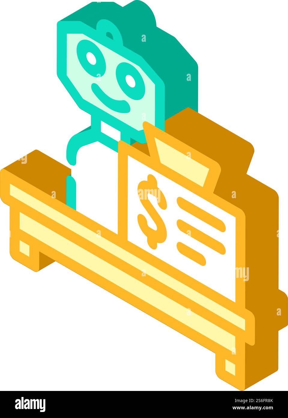 vettore icona isometrica del cassiere del robot. cartello del cassiere robot. illustrazione del simbolo isolato. illustrazione vettoriale dell'icona isometrica del cassiere del robot Illustrazione Vettoriale