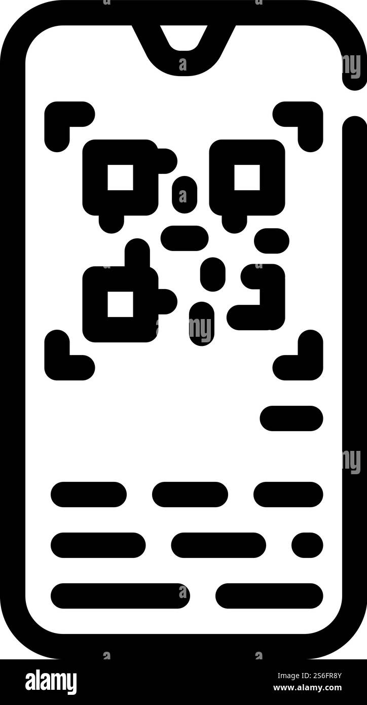 vettore dell'icona della linea dello scanner qr. firma scanner qr. illustrazione nera del simbolo del contorno isolato. riga dell'icona della linea dello scanner qr, riga dell'illustrazione vettoriale Illustrazione Vettoriale