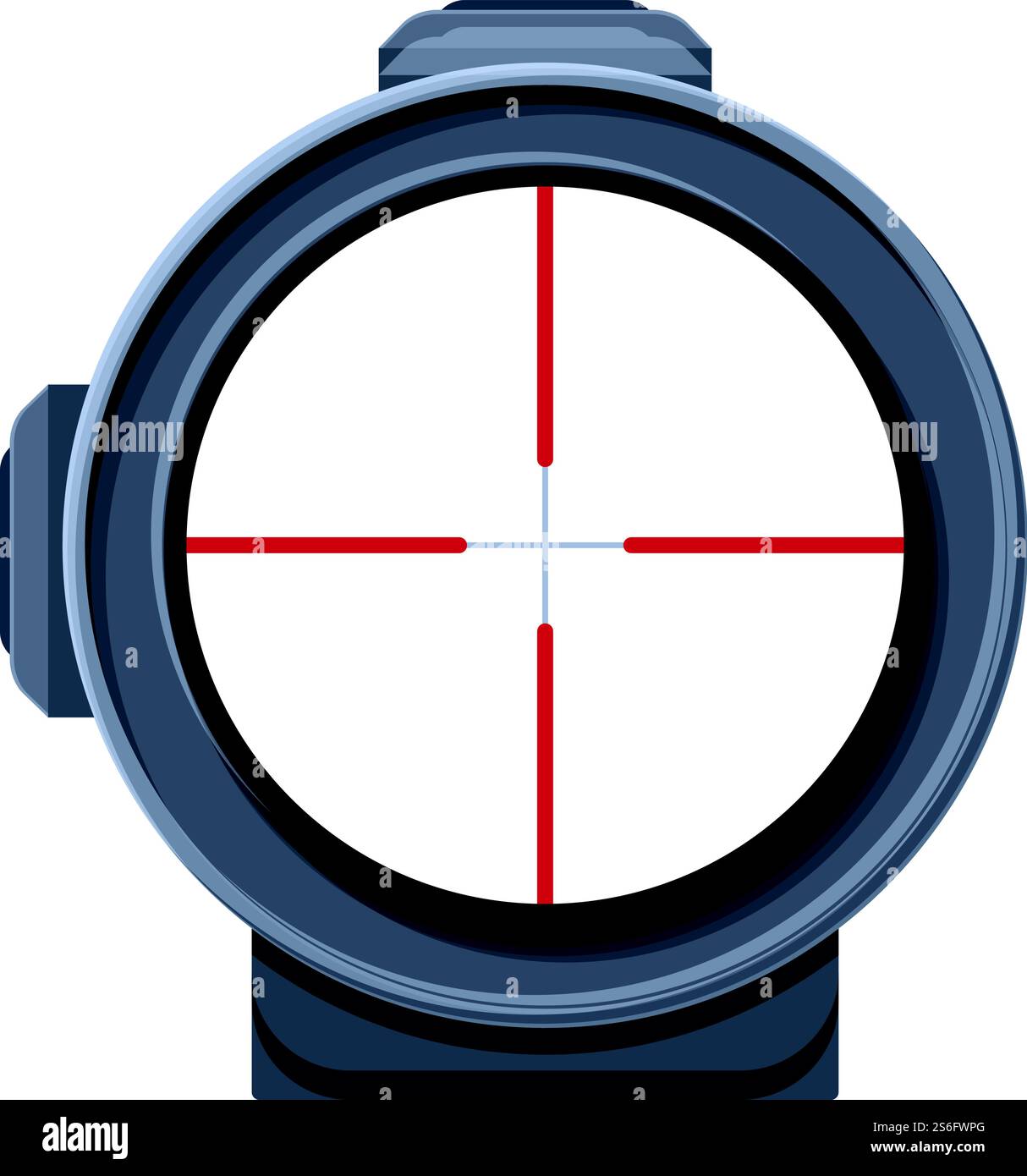 Icona della pistola ottica telescopica. Cartoni animati dell'icona del vettore della pistola ottica telescopica per la progettazione Web isolata su sfondo bianco. Icona della pistola ottica telescopica, stile cartone animato Illustrazione Vettoriale