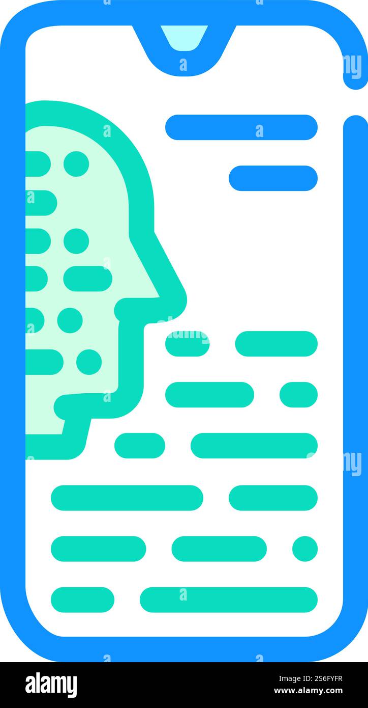 vettore di icone a colori dei bot mobili. firma bot mobile. illustrazione del simbolo isolato. riga dell'illustrazione vettoriale dell'icona a colori dei bot mobili Illustrazione Vettoriale