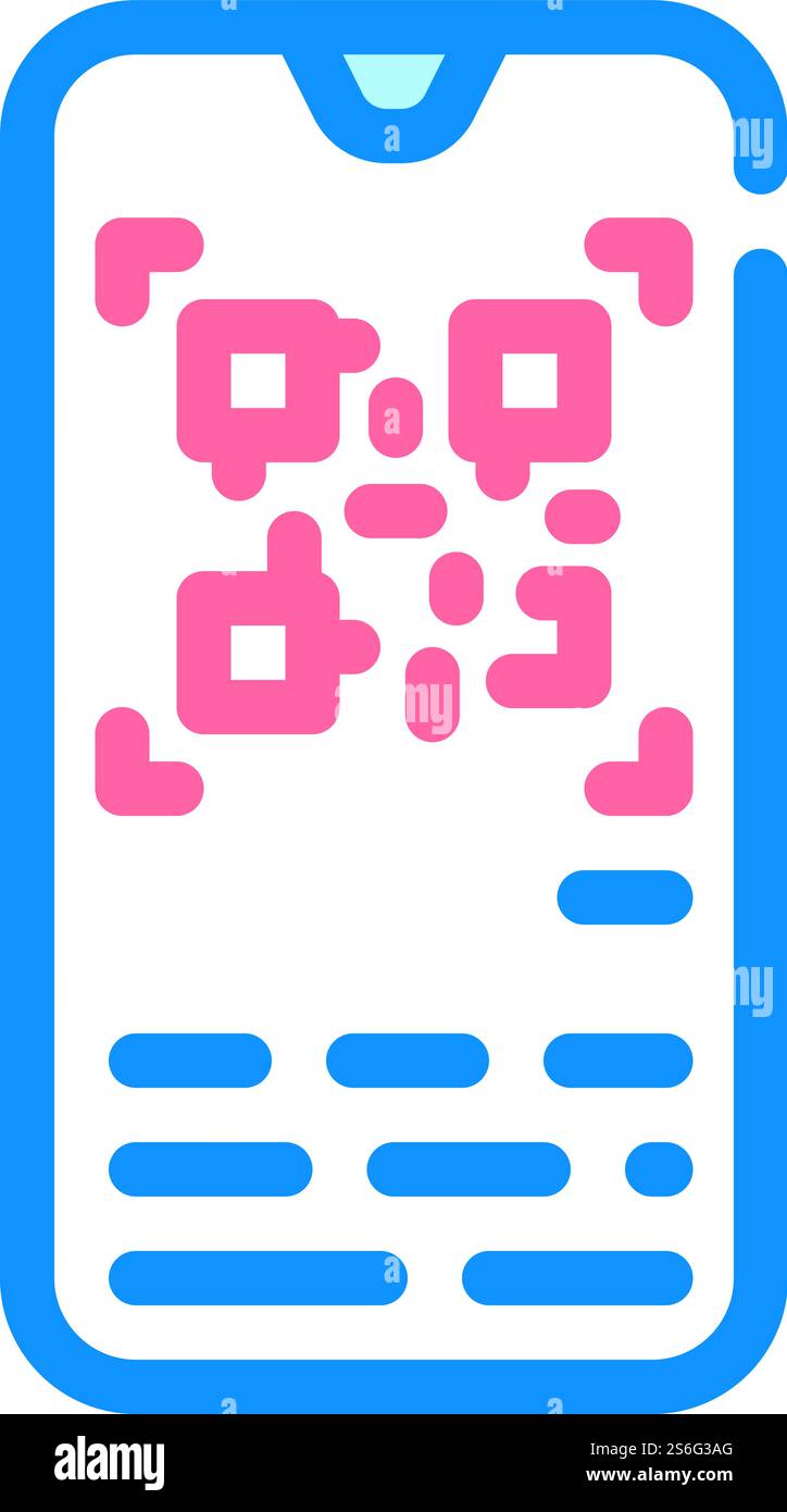 vettore dell'icona del colore dello scanner qr. firma scanner qr. illustrazione del simbolo isolato. riga dell'illustrazione vettoriale dell'icona a colori dello scanner qr Illustrazione Vettoriale