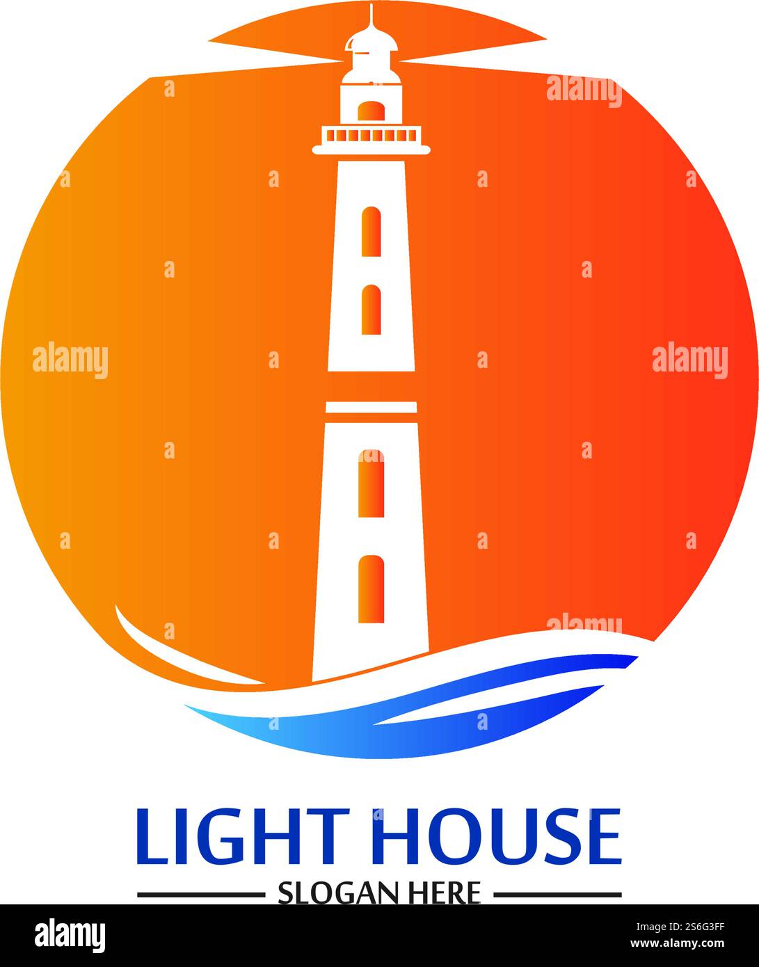 Modello vettoriale icona logo faro Illustrazione Vettoriale