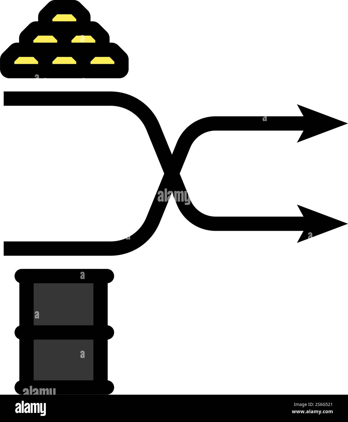 Icona della tabella di confronto dell'oro e dell'olio. Contorno spesso modificabile con disegno riempimento colore. Illustrazione vettoriale. Illustrazione Vettoriale
