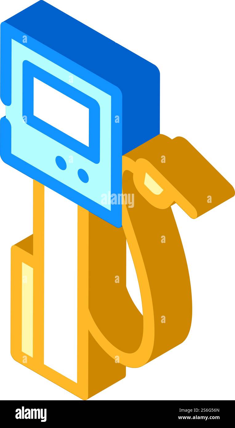 vettore icona isometrica della stazione di servizio self-service. cartello del distributore di benzina self-service. illustrazione del simbolo isolato. illustrazione vettoriale dell'icona isometrica della stazione di servizio self-service Illustrazione Vettoriale