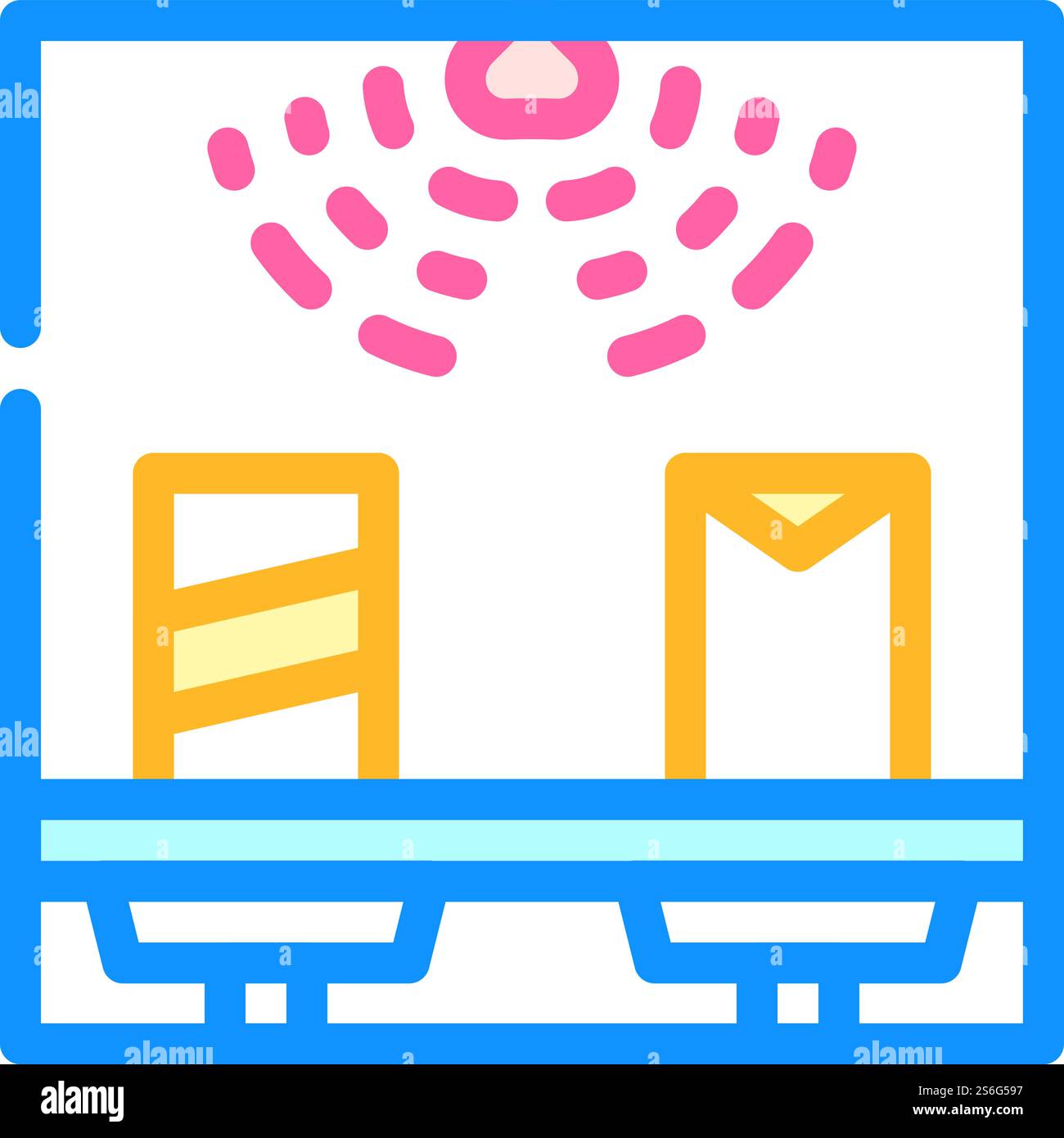 sensore sull'icona vettoriale dei colori degli scaffali. segnale sensore sugli scaffali. illustrazione del simbolo isolato. immagine vettoriale dell'icona del sensore sui ripiani Illustrazione Vettoriale