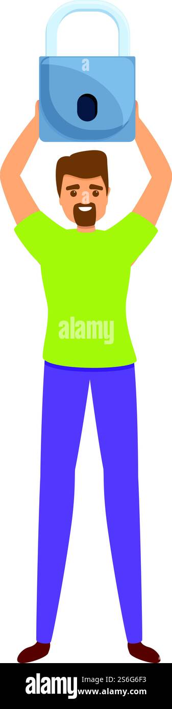 Icona del lucchetto privacy. Cartone animato dell'icona vettoriale del lucchetto Privacy per la progettazione Web isolato su sfondo bianco. Icona del lucchetto per la privacy, stile cartone animato Illustrazione Vettoriale