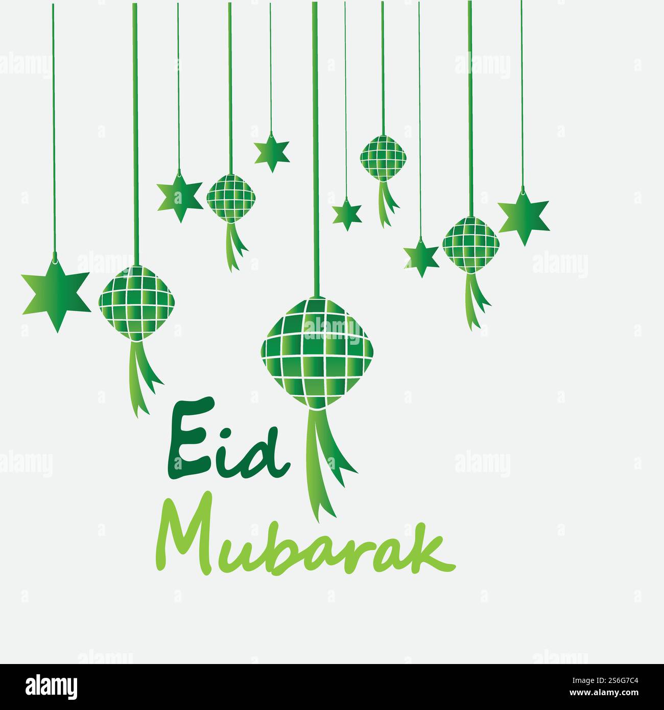 EID mubarak sfondo con ketupat, mezzaluna e stelle per celebrare eid ul fitr o eid ul adha - illustrazione vettoriale Illustrazione Vettoriale