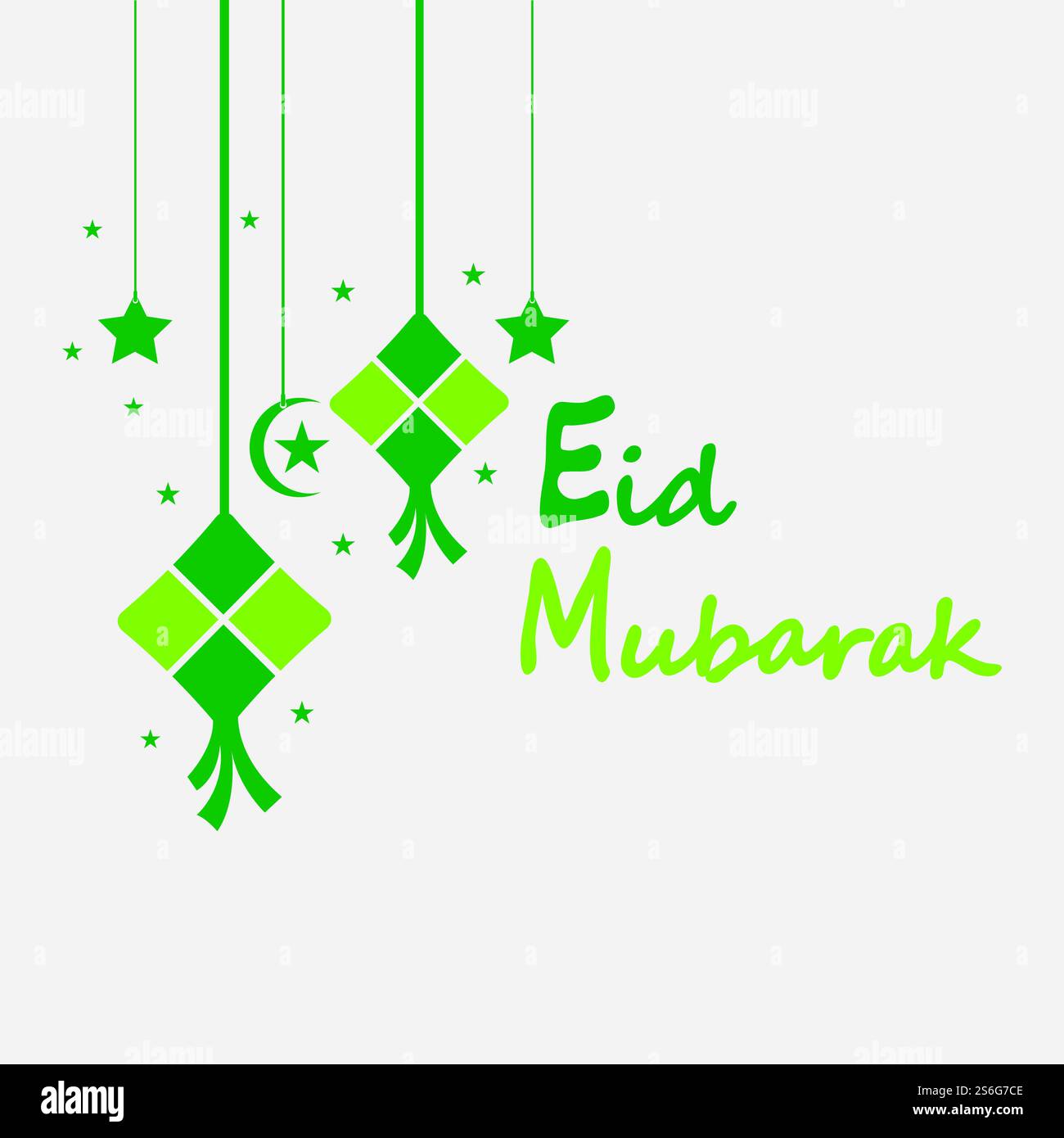EID mubarak sfondo con ketupat, mezzaluna e stelle per celebrare eid ul fitr o eid ul adha - illustrazione vettoriale Illustrazione Vettoriale