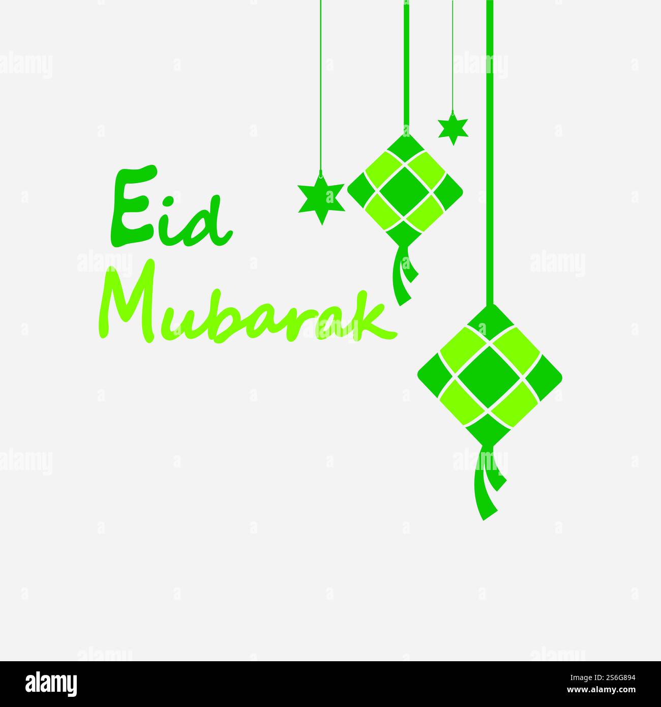 EID mubarak sfondo con ketupat, mezzaluna e stelle per celebrare eid ul fitr o eid ul adha - illustrazione vettoriale Illustrazione Vettoriale