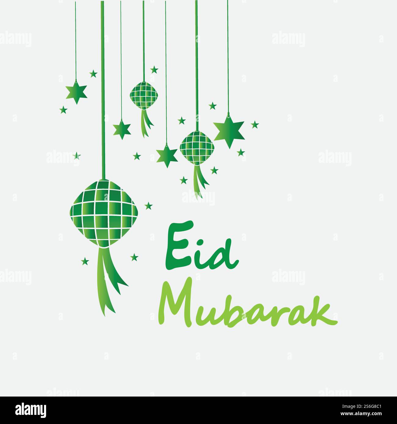 EID mubarak sfondo con ketupat, mezzaluna e stelle per celebrare eid ul fitr o eid ul adha - illustrazione vettoriale Illustrazione Vettoriale