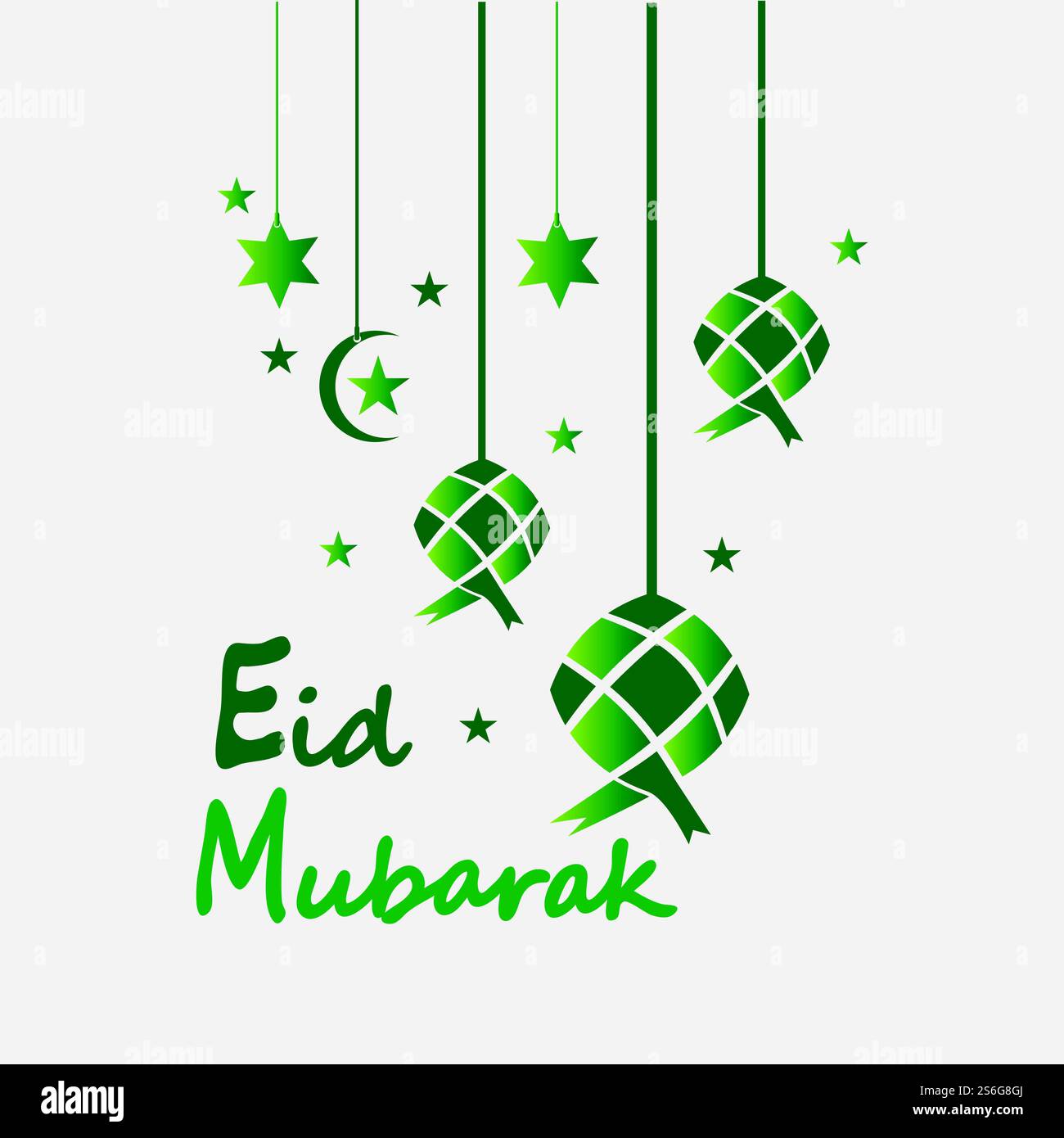 EID mubarak sfondo con ketupat, mezzaluna e stelle per celebrare eid ul fitr o eid ul adha - illustrazione vettoriale Illustrazione Vettoriale