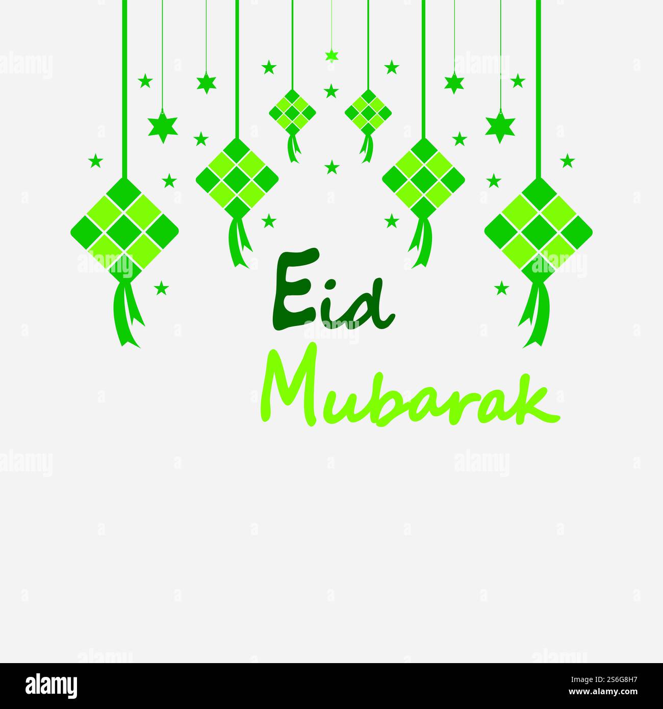 EID mubarak sfondo con ketupat, mezzaluna e stelle per celebrare eid ul fitr o eid ul adha - illustrazione vettoriale Illustrazione Vettoriale