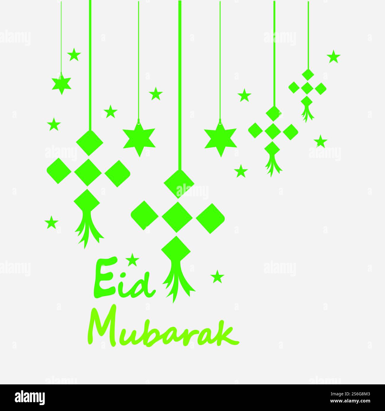 EID mubarak sfondo con ketupat, mezzaluna e stelle per celebrare eid ul fitr o eid ul adha - illustrazione vettoriale Illustrazione Vettoriale