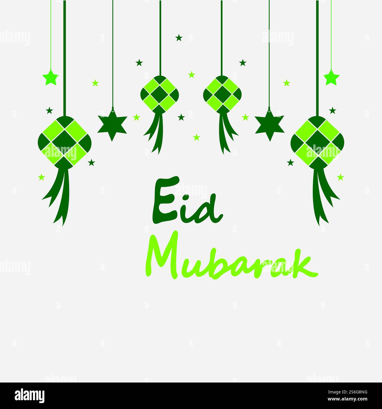 EID mubarak sfondo con ketupat, mezzaluna e stelle per celebrare eid ul fitr o eid ul adha - illustrazione vettoriale Illustrazione Vettoriale