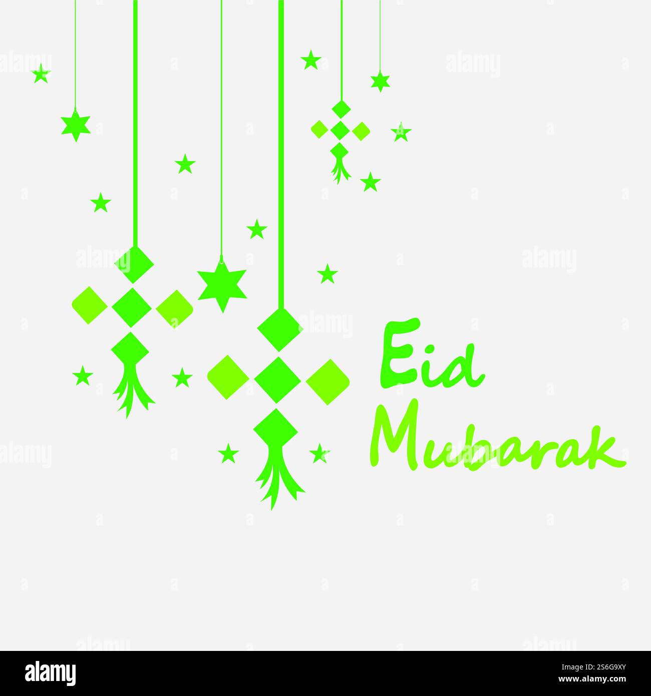 EID mubarak sfondo con ketupat, mezzaluna e stelle per celebrare eid ul fitr o eid ul adha - illustrazione vettoriale Illustrazione Vettoriale