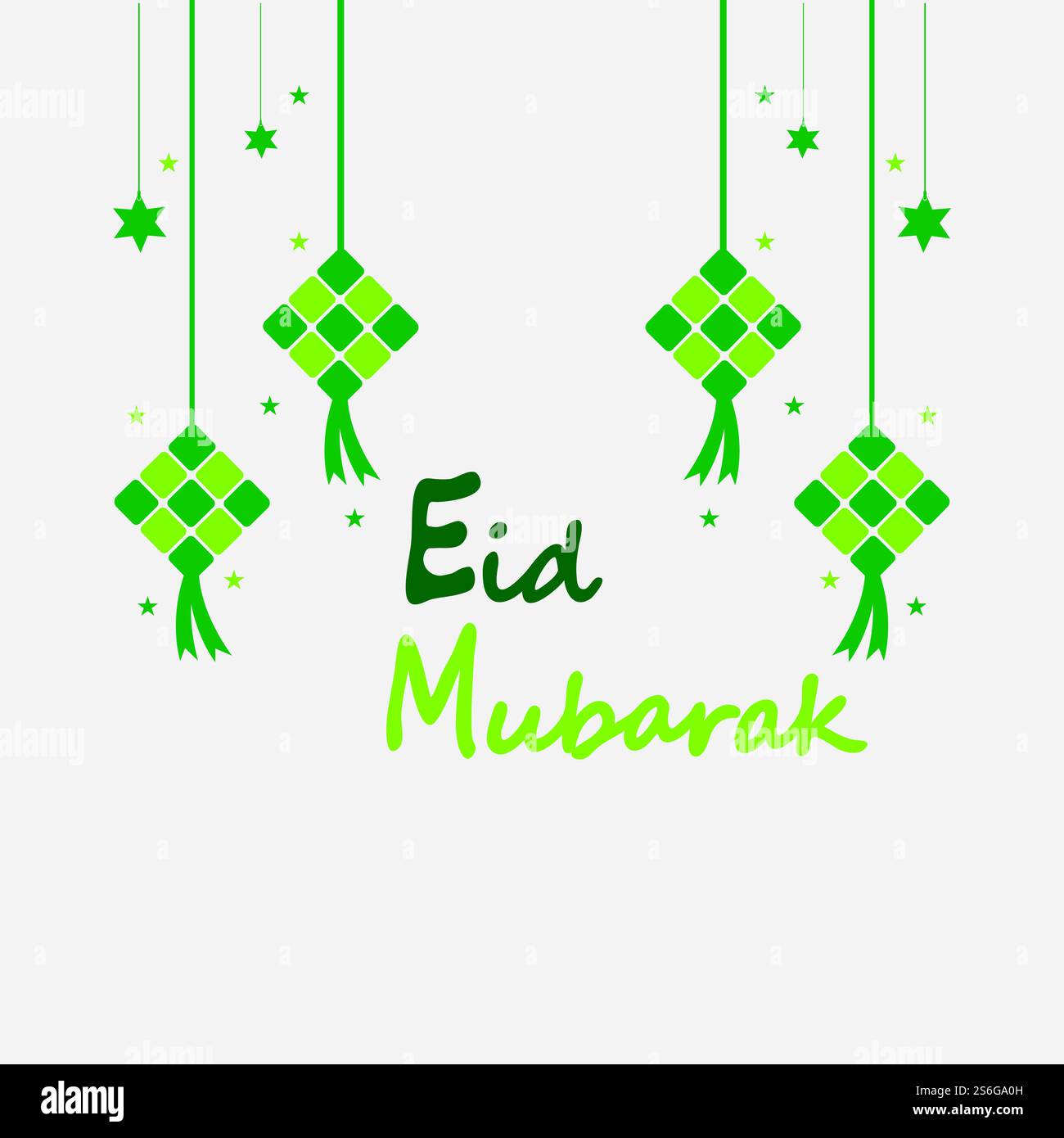 EID mubarak sfondo con ketupat, mezzaluna e stelle per celebrare eid ul fitr o eid ul adha - illustrazione vettoriale Illustrazione Vettoriale
