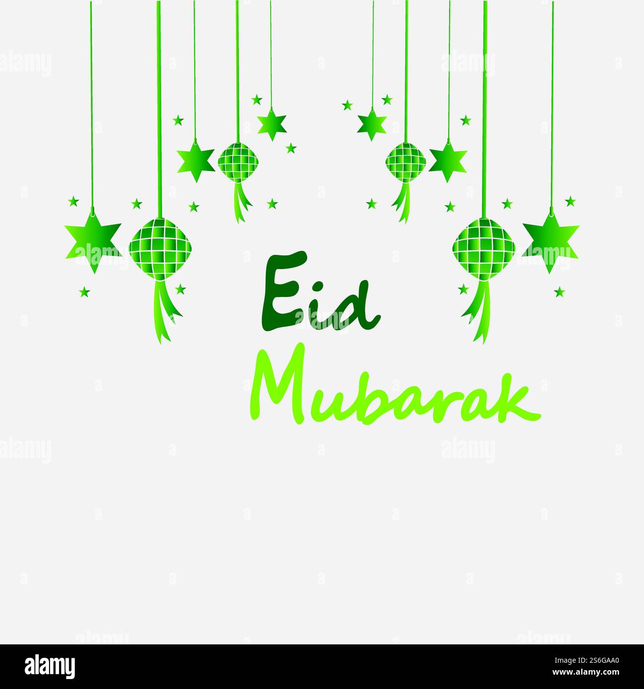 EID mubarak sfondo con ketupat, mezzaluna e stelle per celebrare eid ul fitr o eid ul adha - illustrazione vettoriale Illustrazione Vettoriale