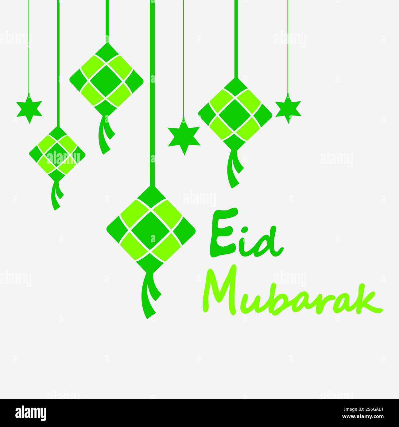 EID mubarak sfondo con ketupat, mezzaluna e stelle per celebrare eid ul fitr o eid ul adha - illustrazione vettoriale Illustrazione Vettoriale