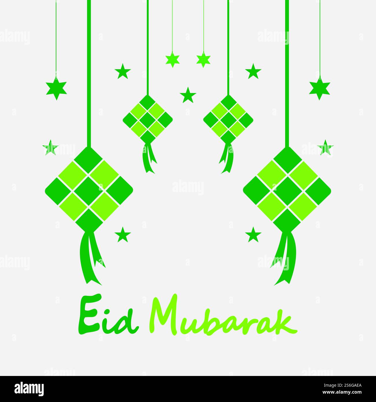 EID mubarak sfondo con ketupat, mezzaluna e stelle per celebrare eid ul fitr o eid ul adha - illustrazione vettoriale Illustrazione Vettoriale