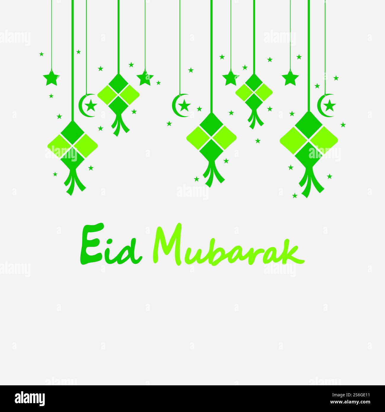 EID mubarak sfondo con ketupat, mezzaluna e stelle per celebrare eid ul fitr o eid ul adha - illustrazione vettoriale Illustrazione Vettoriale