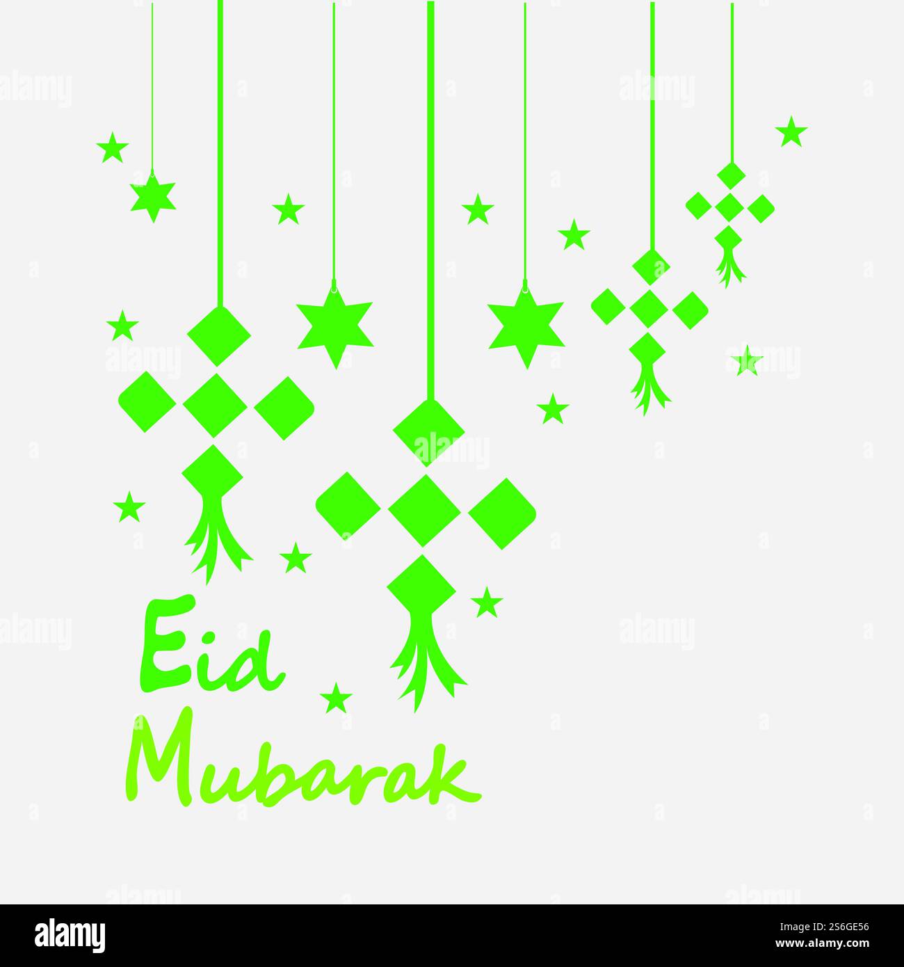 EID mubarak sfondo con ketupat, mezzaluna e stelle per celebrare eid ul fitr o eid ul adha - illustrazione vettoriale Illustrazione Vettoriale