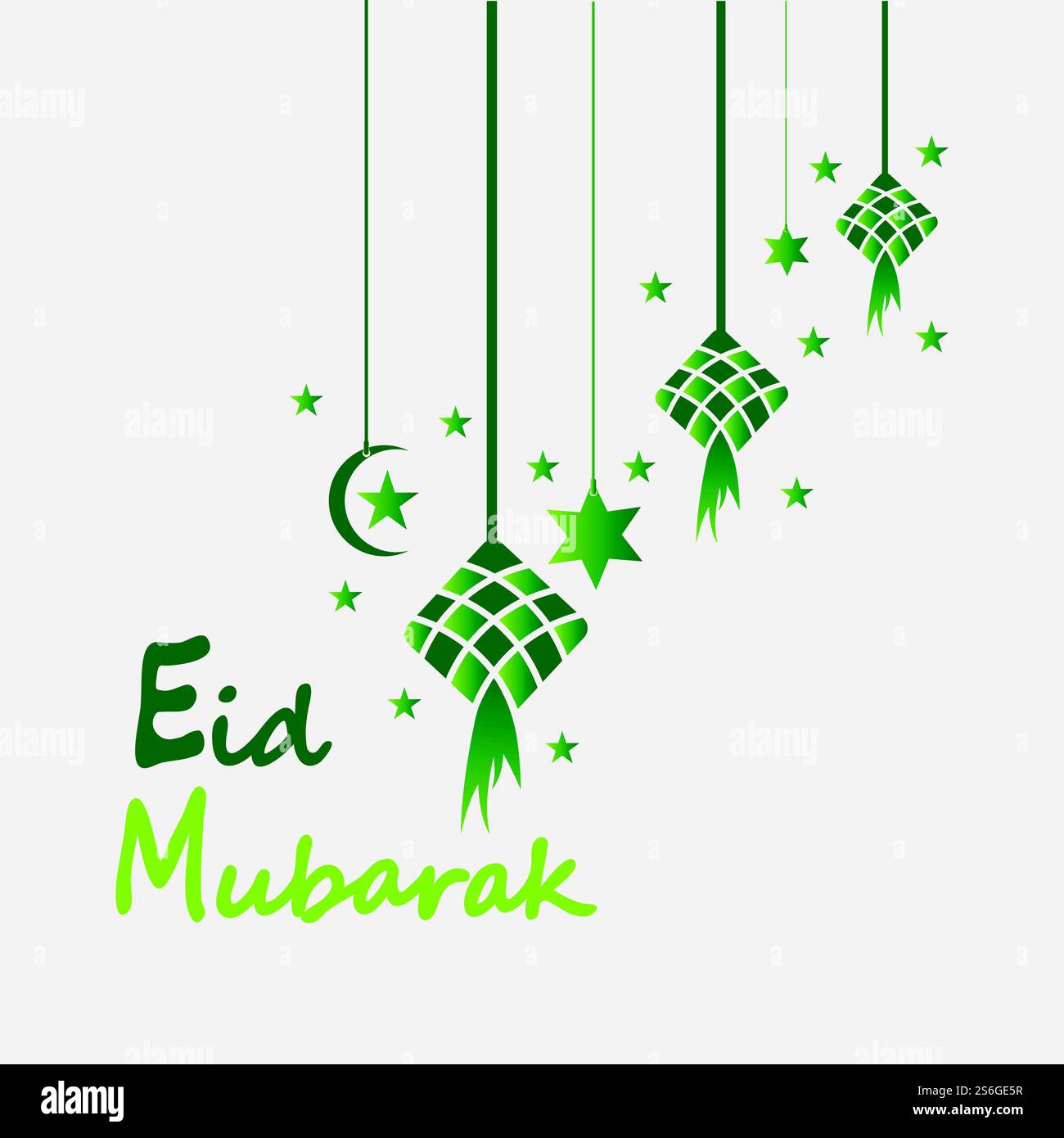 EID mubarak sfondo con ketupat, mezzaluna e stelle per celebrare eid ul fitr o eid ul adha - illustrazione vettoriale Illustrazione Vettoriale