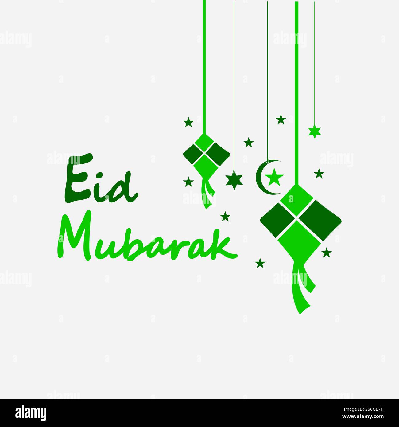 EID mubarak sfondo con ketupat, mezzaluna e stelle per celebrare eid ul fitr o eid ul adha - illustrazione vettoriale Illustrazione Vettoriale