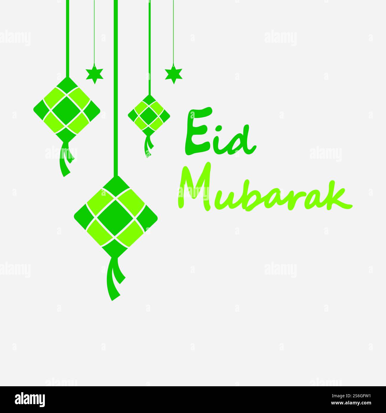 EID mubarak sfondo con ketupat, mezzaluna e stelle per celebrare eid ul fitr o eid ul adha - illustrazione vettoriale Illustrazione Vettoriale