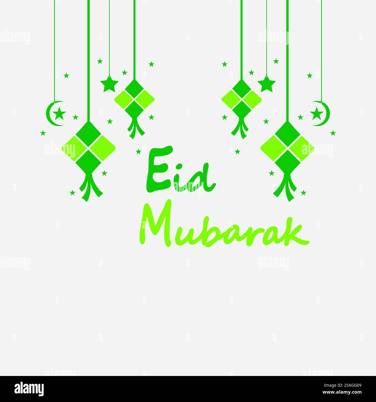 EID mubarak sfondo con ketupat, mezzaluna e stelle per celebrare eid ul fitr o eid ul adha - illustrazione vettoriale Illustrazione Vettoriale