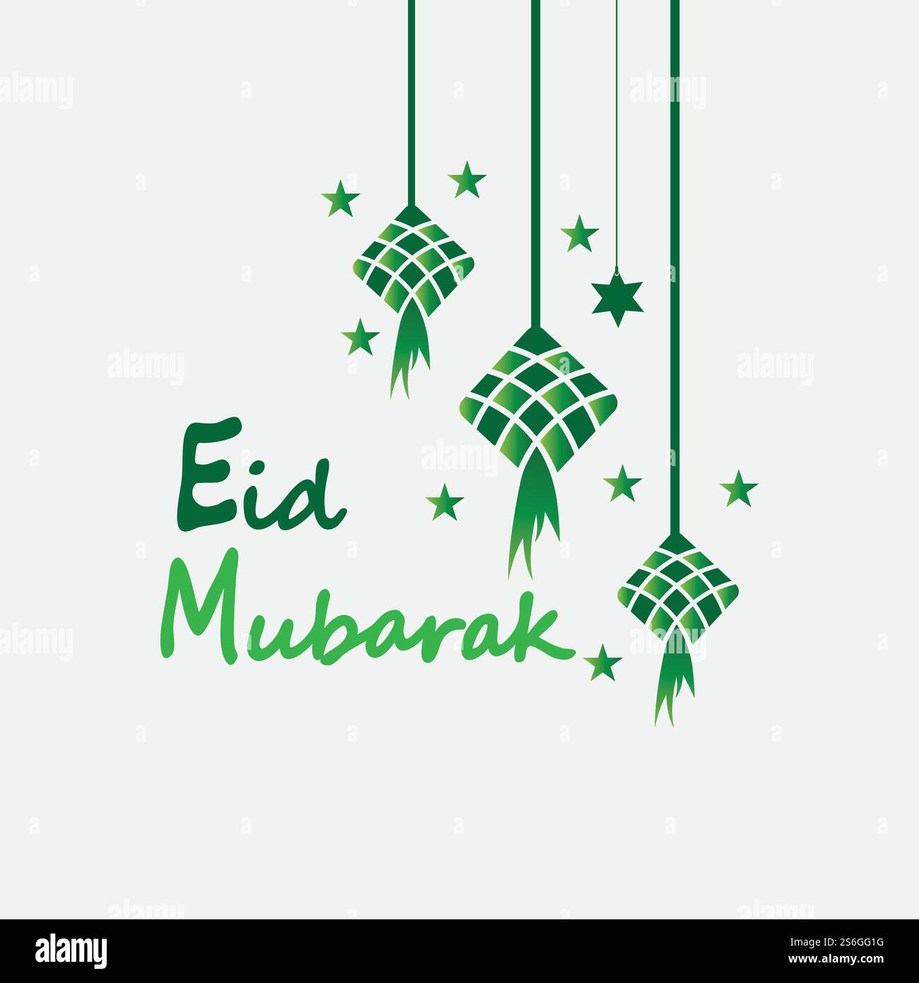 EID mubarak sfondo con ketupat, mezzaluna e stelle per celebrare eid ul fitr o eid ul adha - illustrazione vettoriale Illustrazione Vettoriale