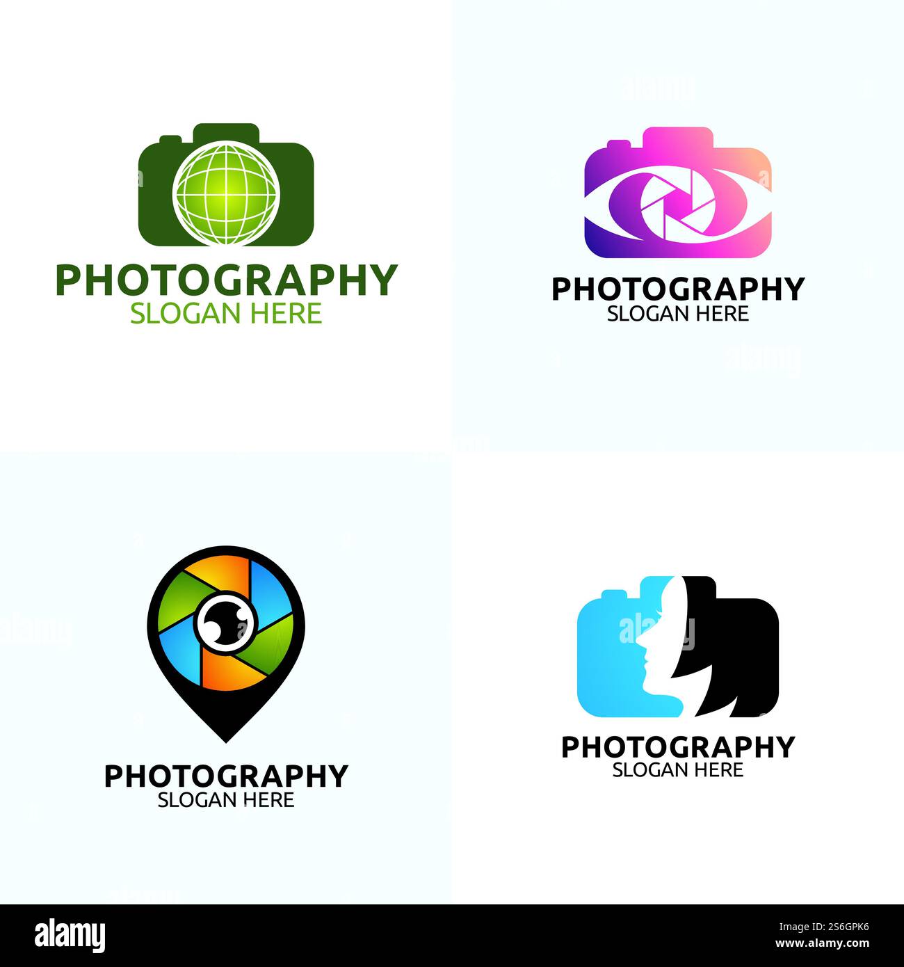 Icona del logo della fotografia fotografica modello di disegno vettoriale Illustrazione Vettoriale