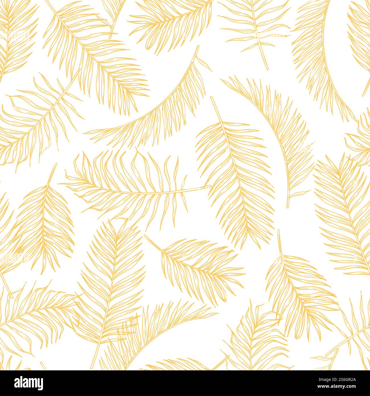 Ripetizione di schizzo delle foglie tropicali. Sfondo fogliame di palma d'oro disegnato a mano. Esotico disegno vettoriale del fogliame della foresta pluviale senza cuciture. Sfondo foglia tropicale, disegno tropico illustrazione dello schizzo. Ripetizione di schizzo delle foglie tropicali. Sfondo fogliame di palma d'oro disegnato a mano. Esotico disegno vettoriale del fogliame della foresta pluviale senza cuciture Illustrazione Vettoriale