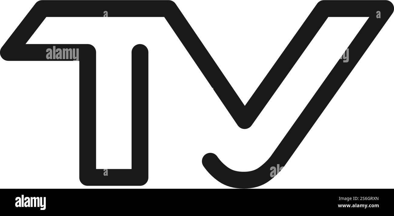 Design piatto vettoriale con logo TV Illustrazione Vettoriale