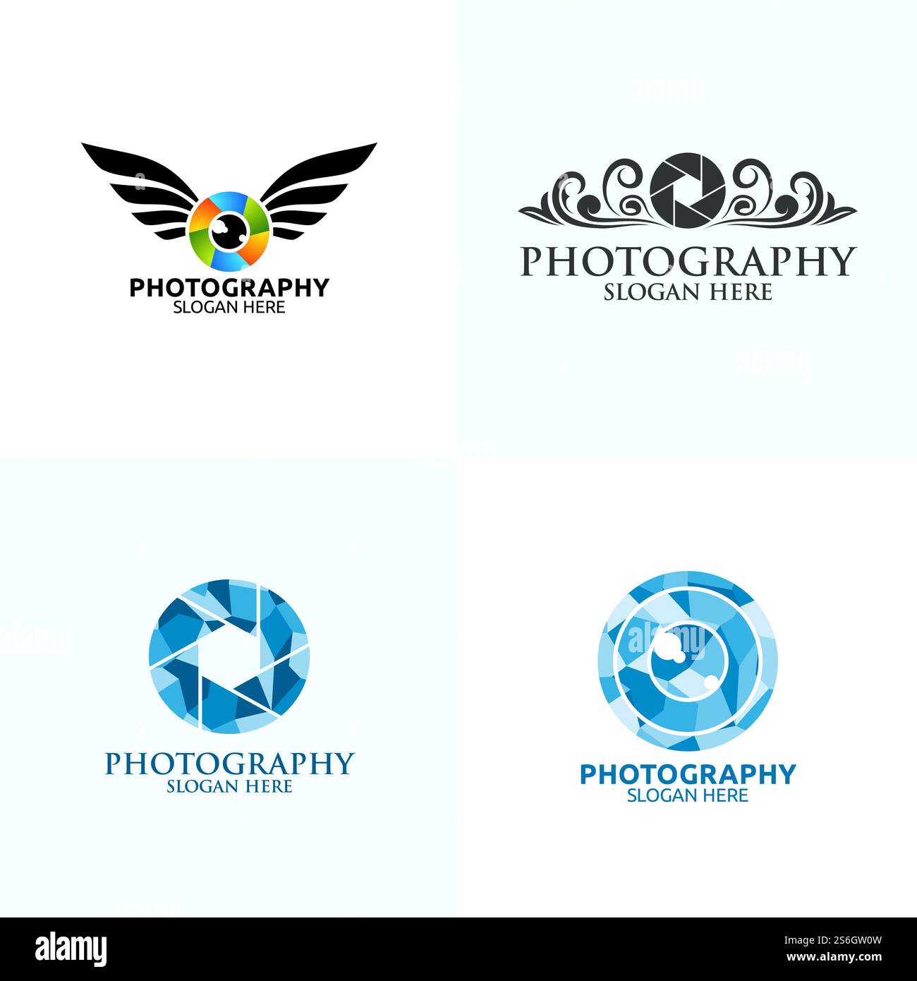 Icona del logo della fotografia fotografica modello di disegno vettoriale Illustrazione Vettoriale