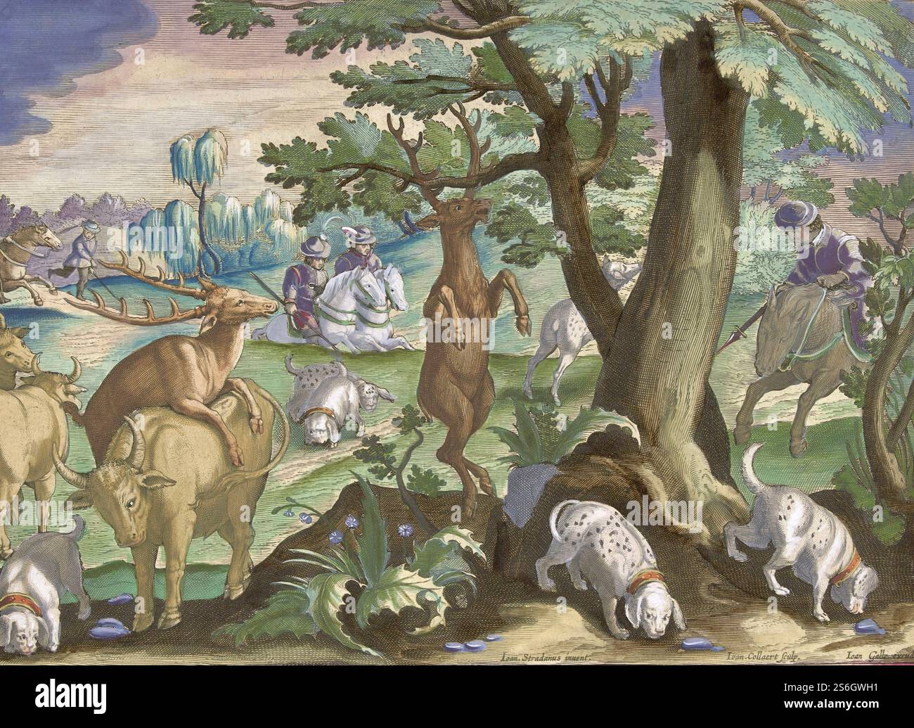 Jan van der Straet - caccia con cani - 1634 Foto Stock