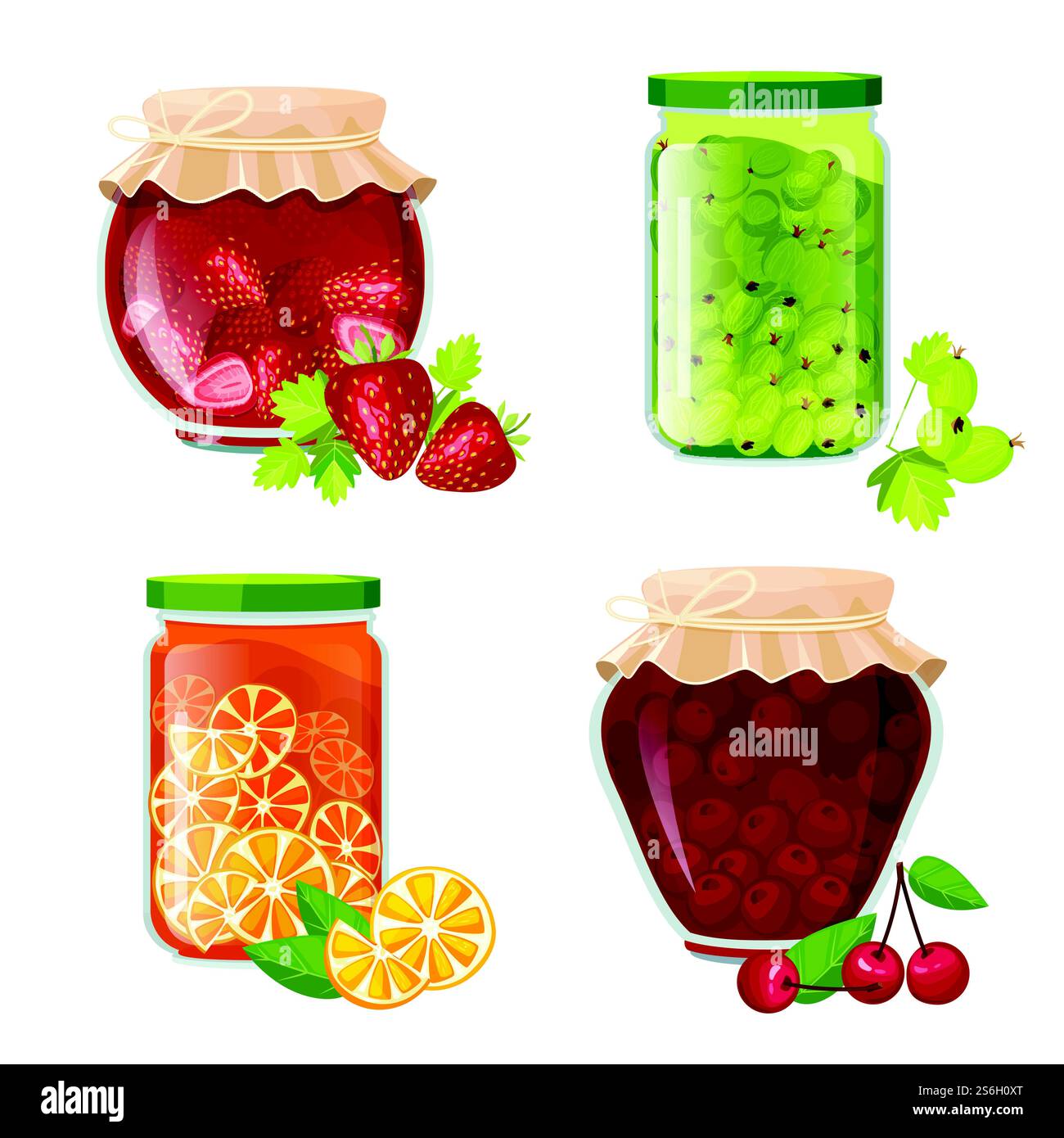 Vasetti per marmellate. Marmellata zucchero frutta dolce sano in pentola che inceppa fragola kiwi ciliegie vettoriale raccolta di cartoni animati. Marmellata dolce di zucchero, marmellata sana conserva illustrazione. Vasetti per marmellate. Marmellata zucchero frutta dolce sano in pentola che inceppa fragola kiwi ciliegie vettoriale raccolta di cartoni animati Illustrazione Vettoriale