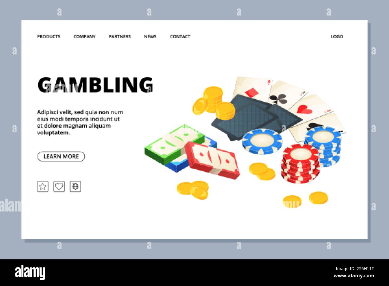 Pagina web del gioco d'azzardo. Modello di banner per giochi da tavolo isometrici. Denaro vettoriale, monete, carte. Pagina di destinazione del casinò. Illustrazione pagina Web del gioco d'azzardo. Pagina web del gioco d'azzardo. Modello di banner per giochi da tavolo isometrici. Denaro vettoriale, monete, carte. Pagina di destinazione del casinò Illustrazione Vettoriale