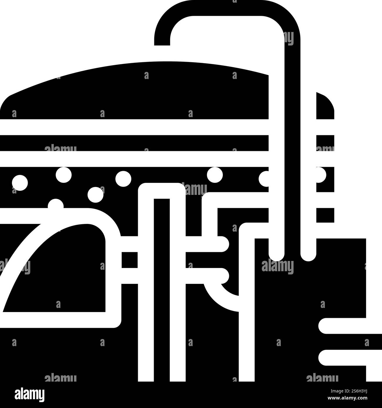 serbatoio di metano o impianto di biogas, digestore o vettore icona del glifo del reattore. serbatoio di metano o impianto di biogas, digestore o reattore. illustrazione nera del simbolo del contorno isolato. illustrazione del vettore dell'icona del serbatoio di metano o dell'impianto di biogas, del digestore o del reattore Illustrazione Vettoriale